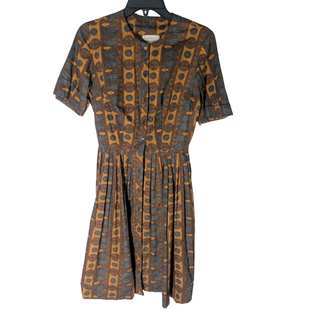 Vintage Dress Orange Brown Pattern size 4